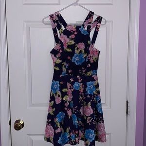 PURPLE FLORAL PRINT SHORT DRESS